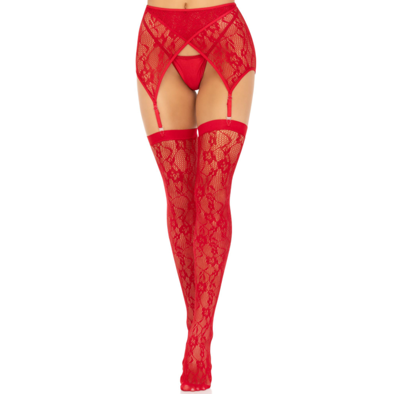 LEG AVENUE - RED LACE THIGHS & GARTERS