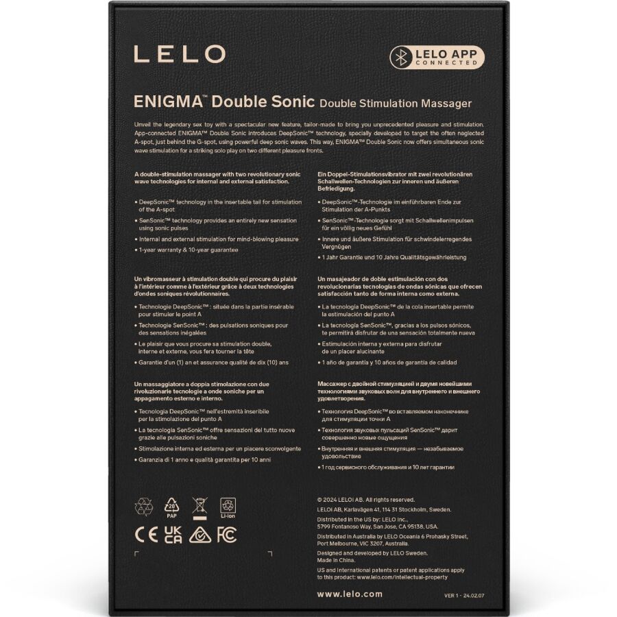 LELO - ENIGMA DOUBLE SONIC G-SPOT VIBRATOR BLACK