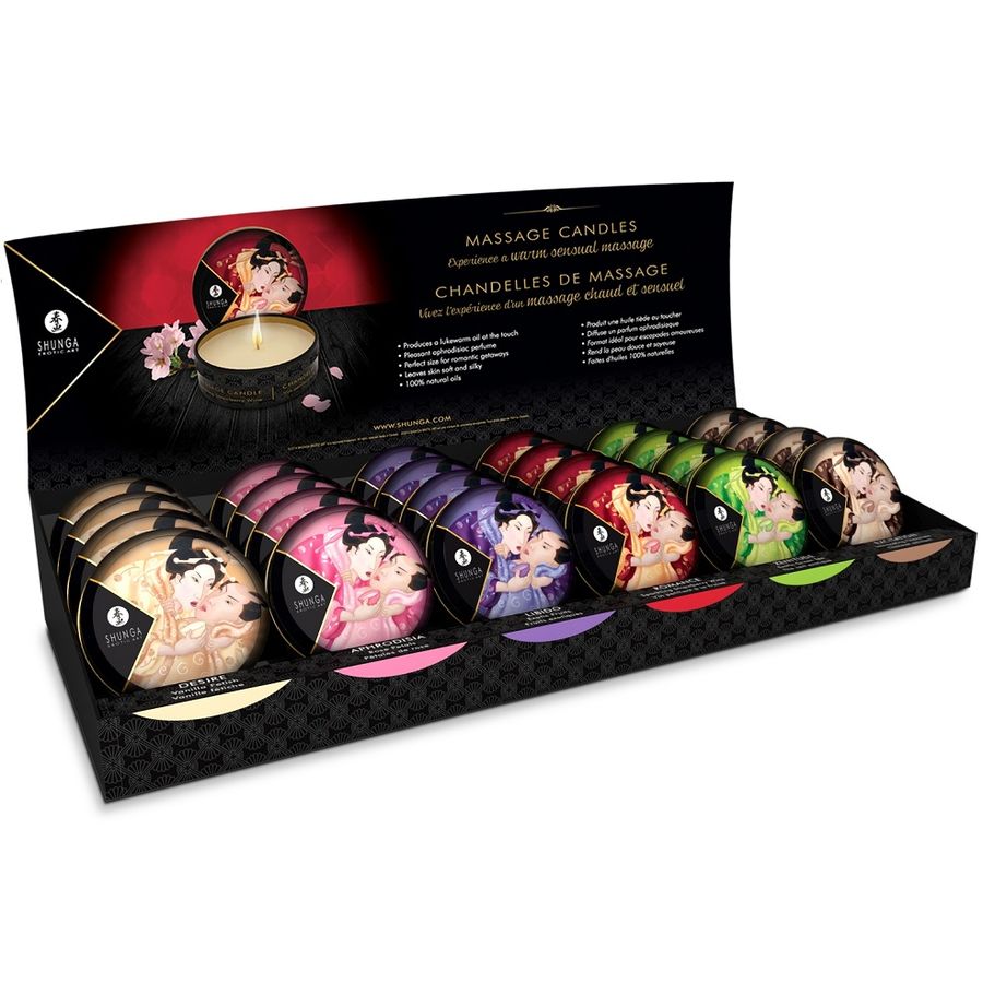 SHUNGA — Mini Caresse à la Bougie Présentoir Bougies de Massage (24 unités)