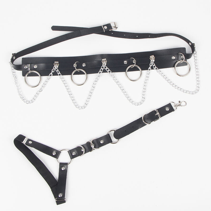 SUBBLIME - HARNESS BELT AND GARTERS WITH RINGS AND CHAIN ​​DETAIL ONE SIZE