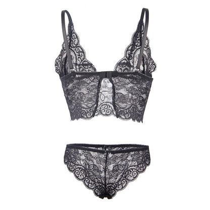 SUBBLIME - S/M *CHEMISIER DE NUIT EN SOIE ET DENTELLE + CULOTTE NOIRE S/M