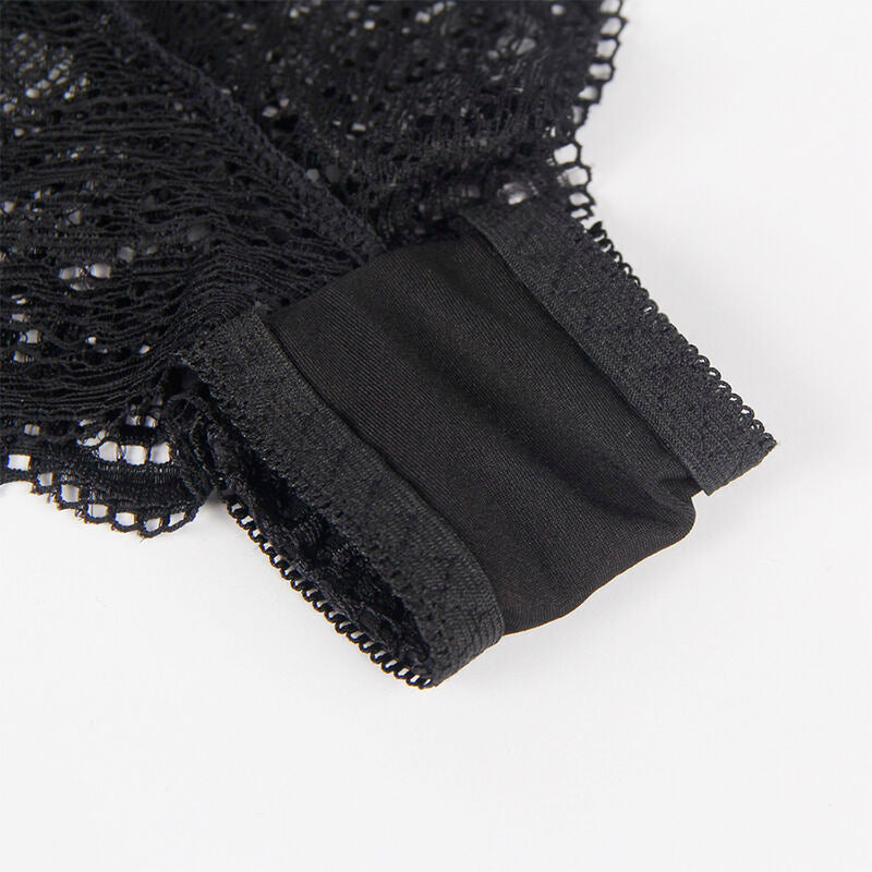 SUBBLIME - S/M *CHEMISIER DE NUIT EN SOIE ET DENTELLE + CULOTTE NOIRE S/M