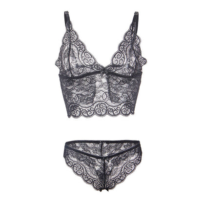SUBBLIME - S/M *CHEMISIER DE NUIT EN SOIE ET DENTELLE + CULOTTE NOIRE S/M