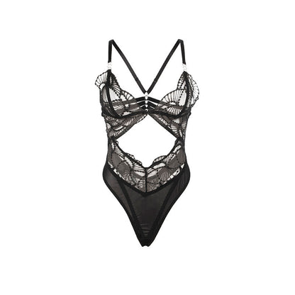 SUBBLIME - L/XL *BODY TRANSPARENT AVEC DENTELLE CREUSE NOIR