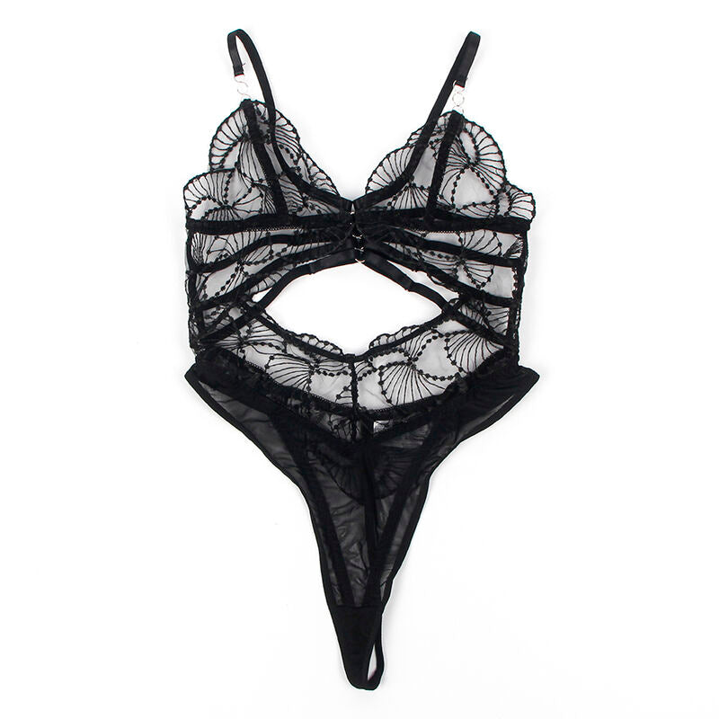 SUBBLIME - L/XL *BODY TRANSPARENT AVEC DENTELLE CREUSE NOIR