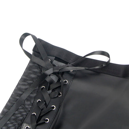 SUBBLIME - 957599 BLACK LEATHER BRA AND SKIRT SET L/XL