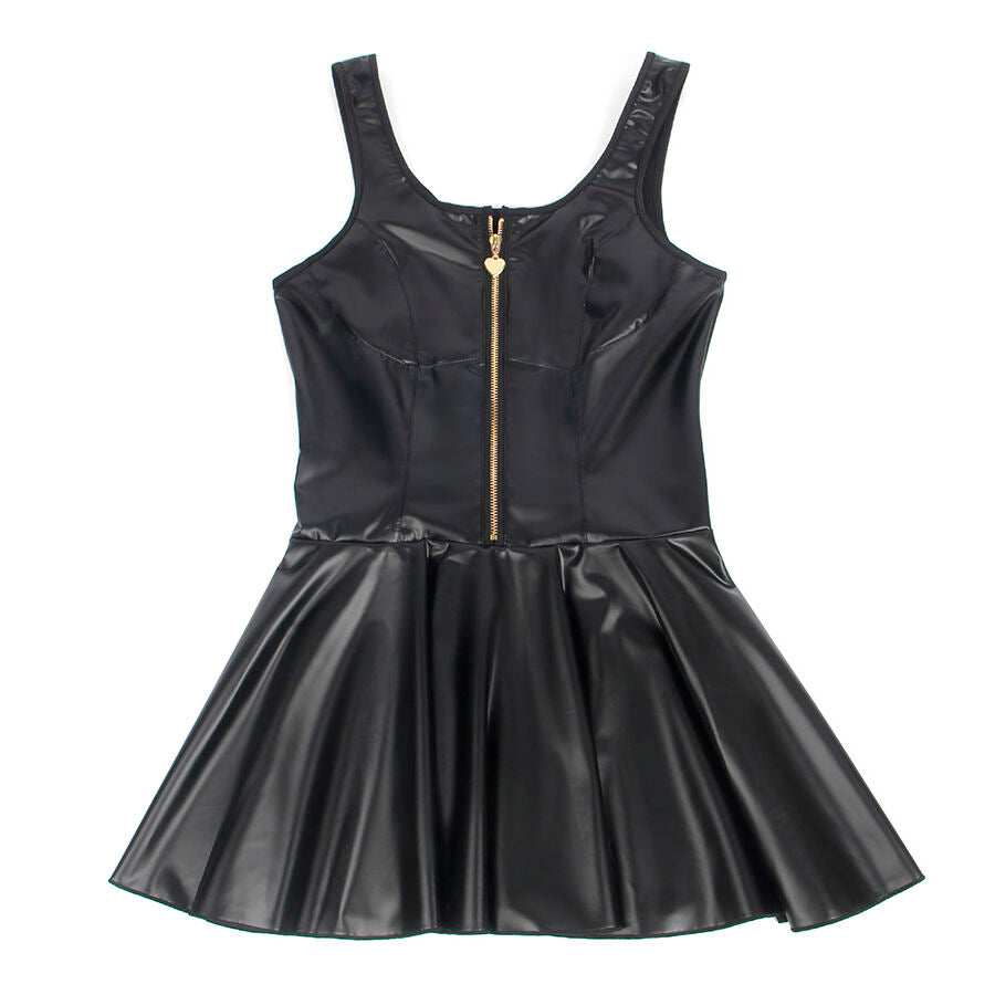 SUBBLIME - 957667 LEATHER DRESS WITH BLACK HEART ZIPPER S/M