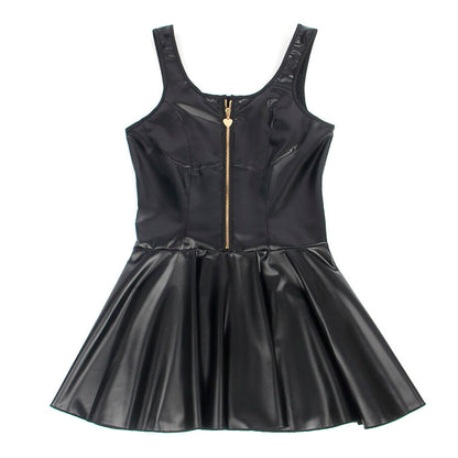 SUBBLIME - 957667 LEATHER DRESS WITH BLACK HEART ZIPPER S/M