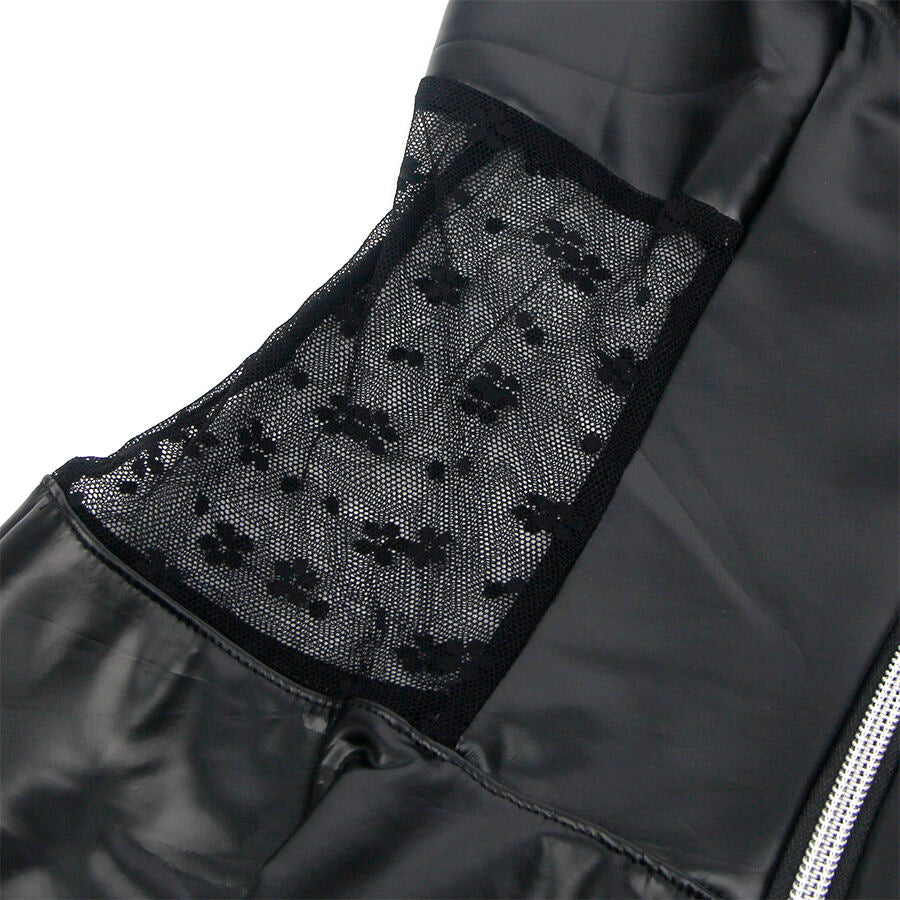 SUBBLIME - 957704 BLACK LACE ZIPPERED LEATHER DRESS S/M