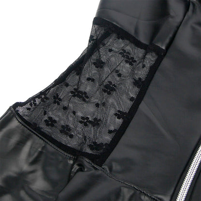 SUBBLIME - 957704 BLACK LACE ZIPPERED LEATHER DRESS S/M