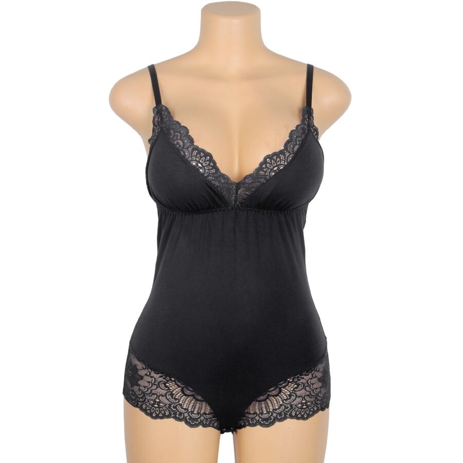 SUBBLIME -  L/XL *TEDDY DÉTAIL DENTELLE FLORALE NOIR