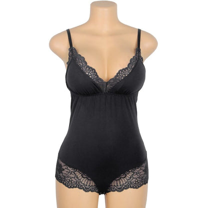 SUBBLIME -  L/XL *TEDDY DÉTAIL DENTELLE FLORALE NOIR