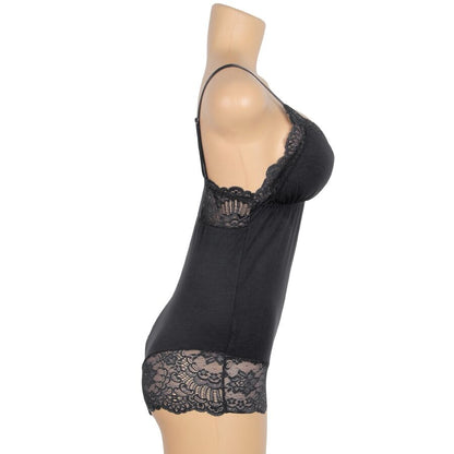 SUBBLIME -  L/XL *TEDDY DÉTAIL DENTELLE FLORALE NOIR