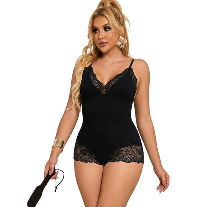 SUBBLIME -  L/XL *TEDDY DÉTAIL DENTELLE FLORALE NOIR