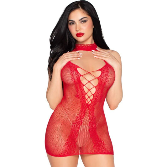 LEG AVENUE - 81675 RED BACKLESS MINI DRESS - ONE SIZE