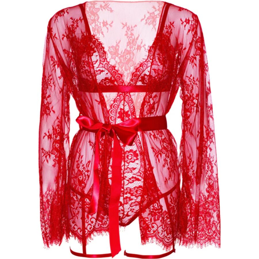 LEG AVENUE - S *ENSEMBLE PEIGNOIR ET PORTE-JARRETELLES ROUGE