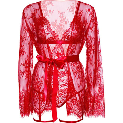 LEG AVENUE - S *ENSEMBLE PEIGNOIR ET PORTE-JARRETELLES ROUGE